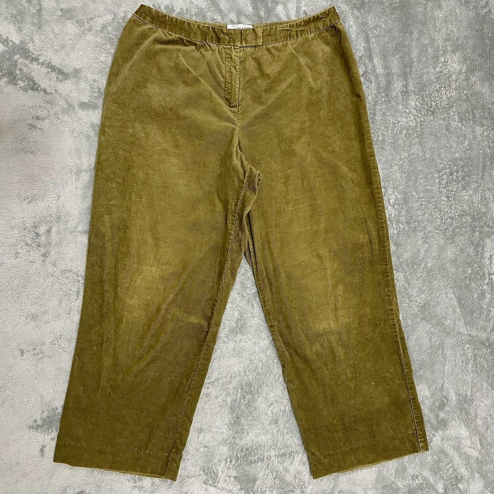 VTG Pendleton Corduroy Pants Sz 12 Olive Green Straight Leg Crop Stretch
